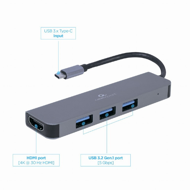 Gembird Multi Port Adapter USB Type C 2in1 HUB USB HDMI A-CM-COMBO2-01