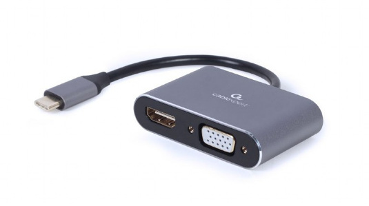 Miniatura produktu: Gembird Adapter USB typu C na HDMI + VGA szary A-USB3C-HDMIVGA-01