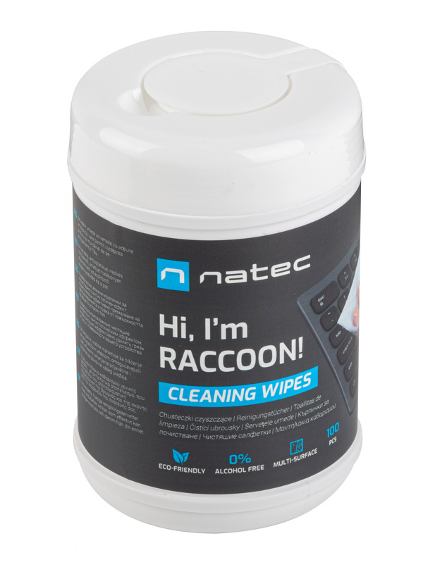 Zdjęcie produktu: Chusteczka czyszczące Natec Raccoon cleaning wipes wet-dry 100-pack Zdjęcie produktu: Chusteczka czyszczące Natec Raccoon cleaning wipes wet-dry 100-pack