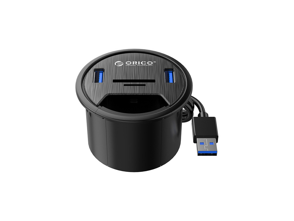 Hub 2x USB 3.1 + czytnik kart ORICO biurkowy 5Gbps (DESK-2UST-BK-BP)