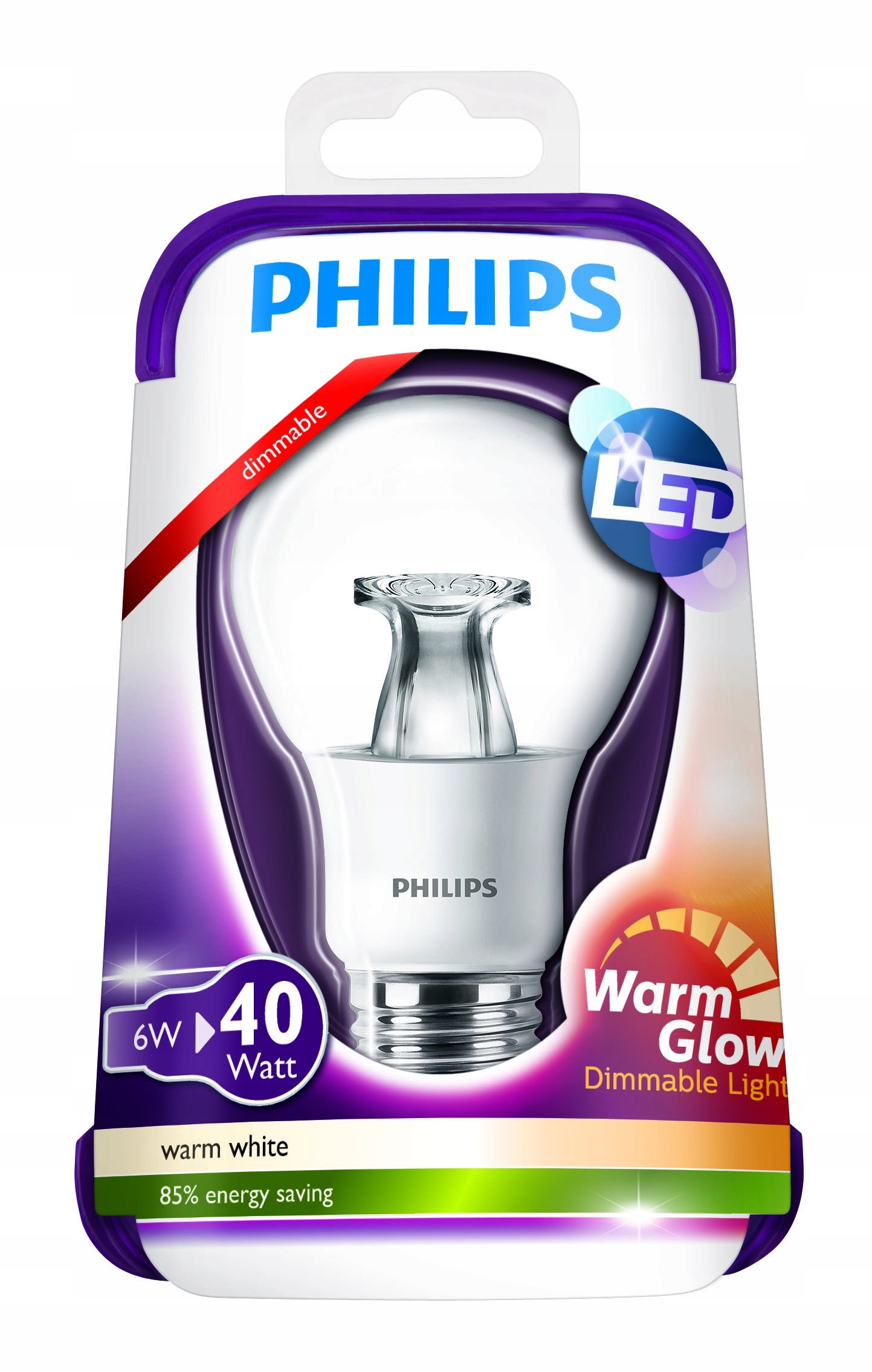 Philips LED 5.5W E27 WW 230V A60 CL WG D/4