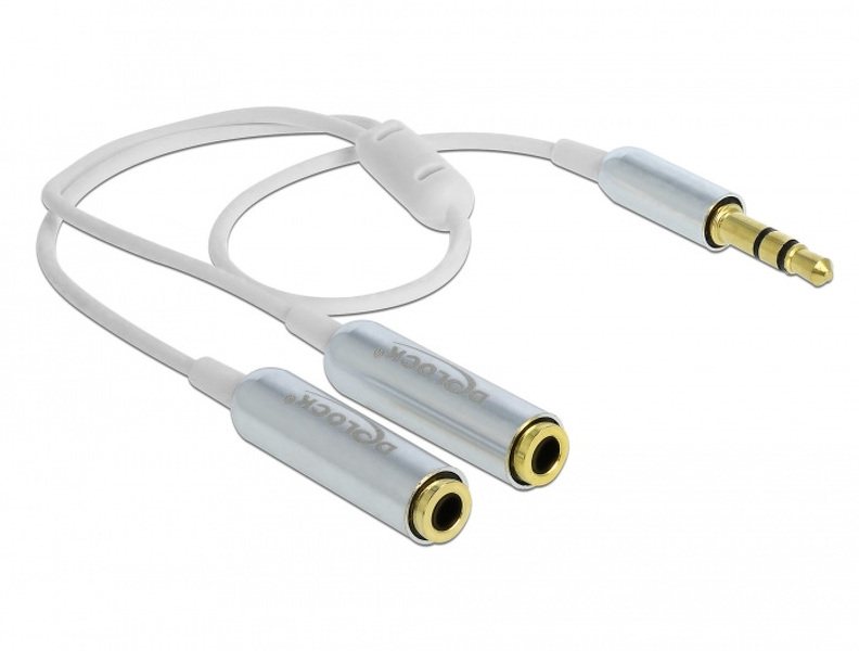 Zdjęcie produktu: Delock 65355 adapter słuchawkowy Jack Mini X2 (F) do Jack Mini Stereo (M) 3-pin biały 25cm
