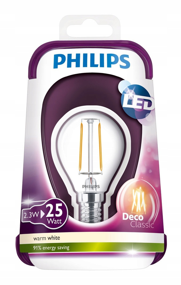 Zdjęcie produktu: Philips LED Filament 2.3W E14 WW P45 CL ND/4