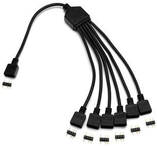 Miniatura produktu: EK Water Blocks rozgałęziacz oświetlenia 6x ARGB 3-pin 30cm z adapterem męski / żeński