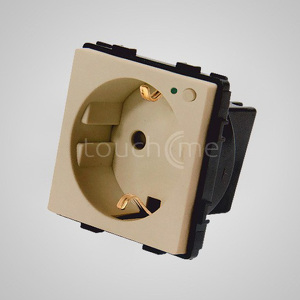 Miniatura produktu: Touchme TM636G złote, gniazdo schuko z przyciskiem ON/OFF, modułowe