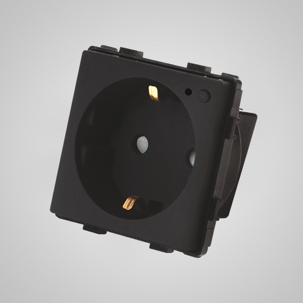 Touchme TM634B czarne gniazdo schuko ze wskaźnikiem LED, WiFi, modułowe