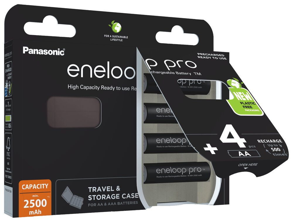 Panasonic Eneloop R6/AA 2500mAh - opak. 4 akumulatorków + pojemnik - eco blister (BK-3HCDEC4BE) Panasonic Eneloop R6/AA 2500mAh - opak. 4 akumulatorków + pojemnik - eco blister (BK-3HCDEC4BE)