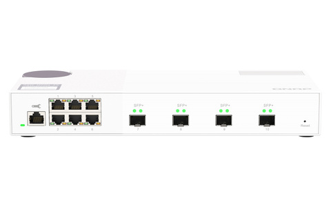 Miniatura produktu: Qnap QSW-M2106-4S 10-portowy przełącznik 4x 10GbE SFP+, 6x 2.5GbE RJ45, 1 x RJ45 do zarządzania