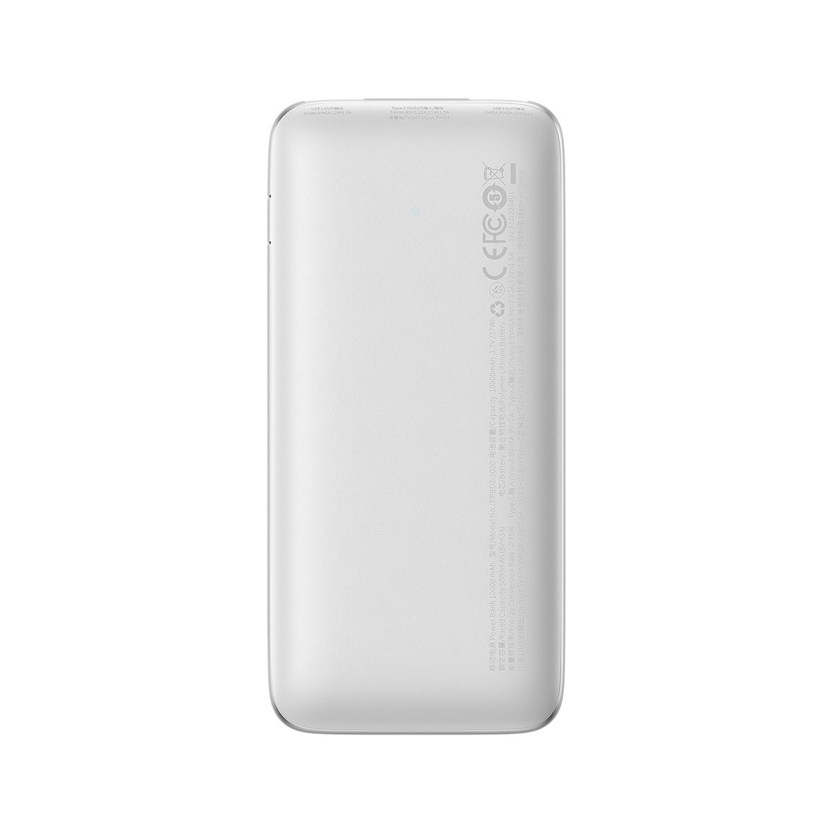 Powerbank Baseus Bipow PRO 10000mAh, 2xUSB, USB TYP-C, + przewód USB 3A 0.3m, 20W - biały (PPBD040102)