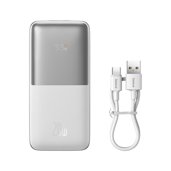 Zdjęcie produktu: Powerbank Baseus Bipow PRO 10000mAh, 2xUSB, USB TYP-C, + przewód USB 3A 0.3m, 20W - biały (PPBD040102)