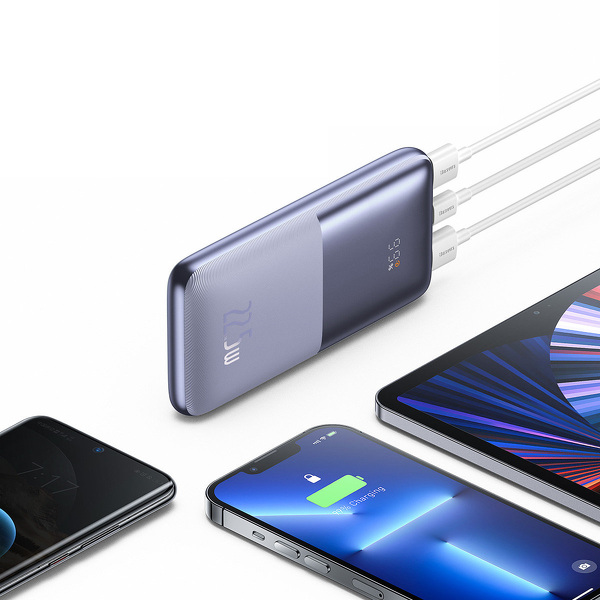 Zdjęcie produktu: Powerbank Baseus Bipow PRO 10000mAh, 2xUSB, USB TYP-C, + przewód USB 3A 0.3m, 22,5W - fioletowy (PPBD040005)