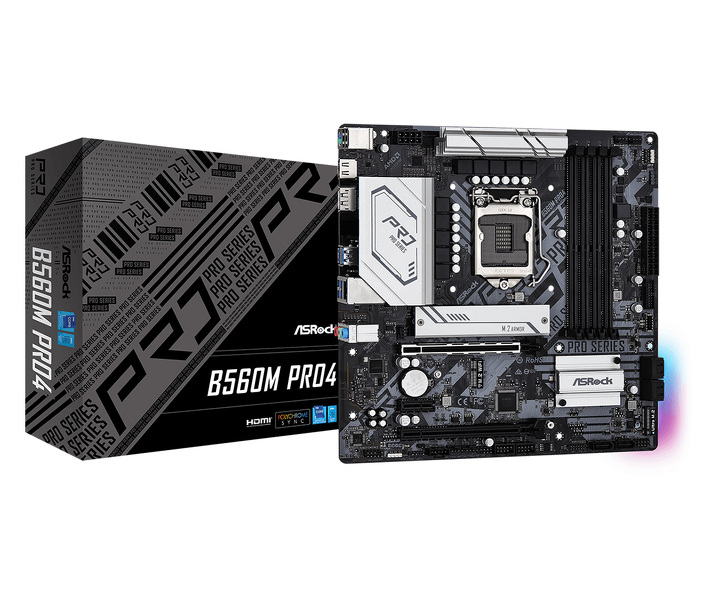 Zdjęcie produktu: Płyta główna ASRock B560M Pro4 DDR4 LGA1200 Zdjęcie produktu: Płyta główna ASRock B560M Pro4 DDR4 LGA1200