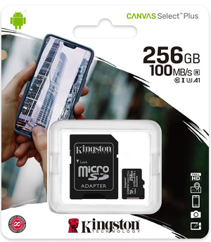 Miniatura produktu: Karta Kingston Canvas Select Plus microSDXC 256GB Class 10 + Adapter SD