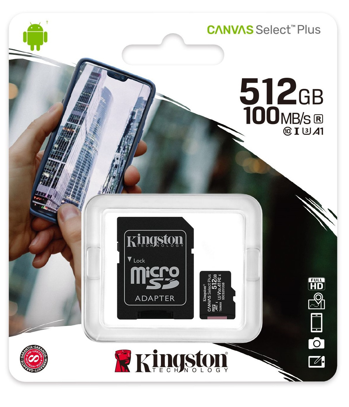 Karta Kingston Canvas Select Plus microSDXC 512GB Class 10 + Adapter SD Karta Kingston Canvas Select Plus microSDXC 512GB Class 10 + Adapter SD