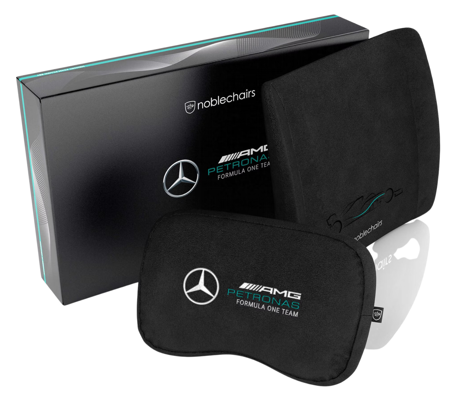noblechairs Mercedes-AMG Petronas Edition zestaw poduszek z pamięcią kształtu do foteli noblechairs Mercedes-AMG Petronas Edition zestaw poduszek z pamięcią kształtu do foteli