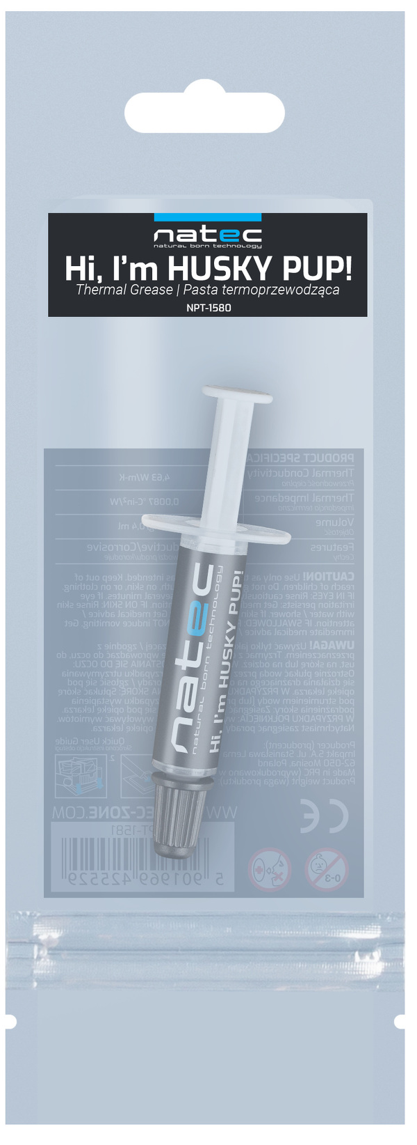 Zdjęcie produktu: Pasta termoprzewodząca Natec HUSKY PUP 0.5g. (NPT-1580)