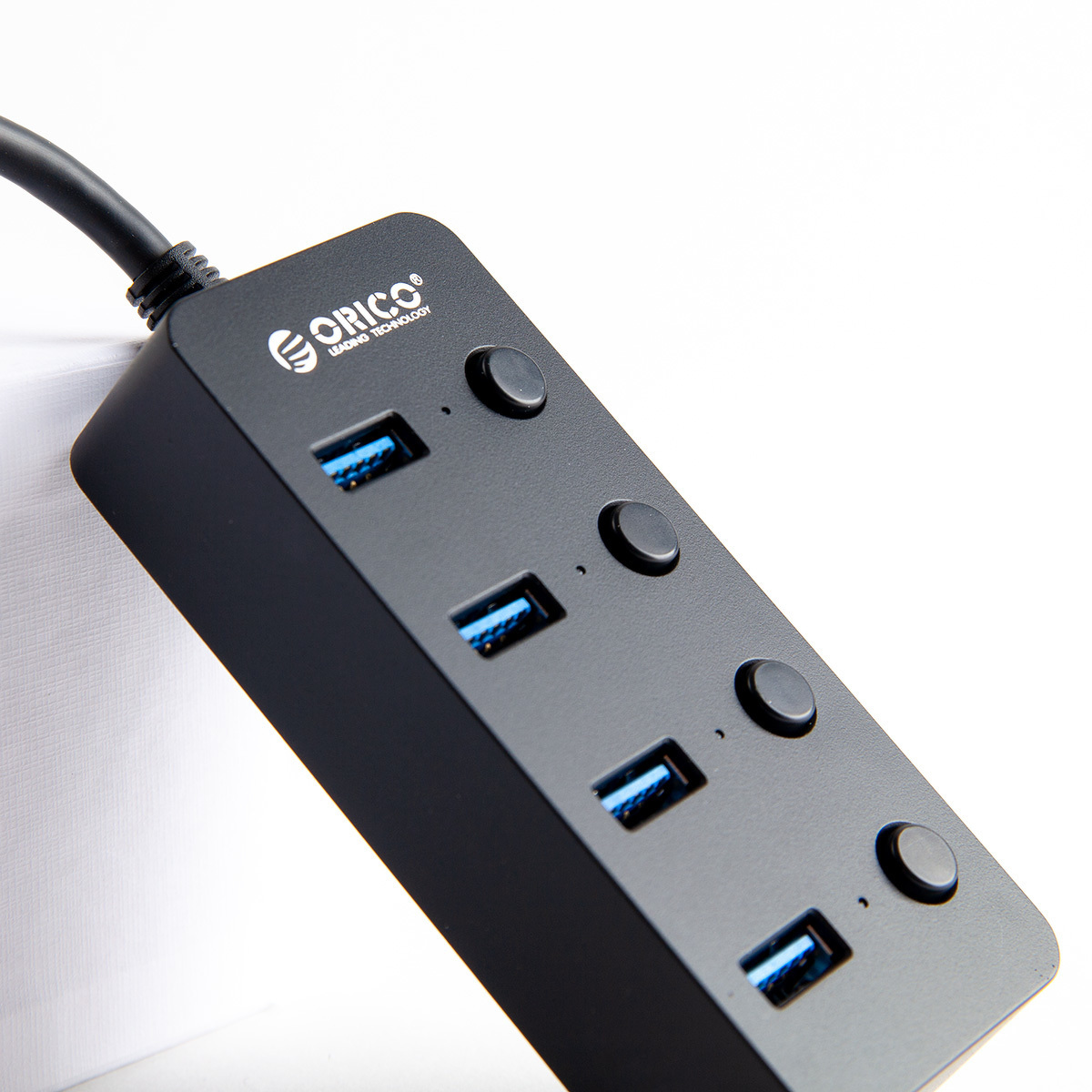 Hub 4x USB 3.1 ORICO USB-A z wyłącznikami - czarny (W9PH4-U3-V1-BK-BP) Hub 4x USB 3.1 ORICO USB-A z wyłącznikami - czarny (W9PH4-U3-V1-BK-BP)
