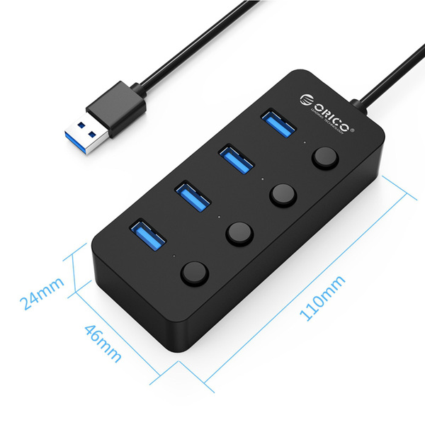 Zdjęcie produktu: Hub 4x USB 3.1 ORICO USB-A z wyłącznikami - czarny (W9PH4-U3-V1-BK-BP) Zdjęcie produktu: Hub 4x USB 3.1 ORICO USB-A z wyłącznikami - czarny (W9PH4-U3-V1-BK-BP)