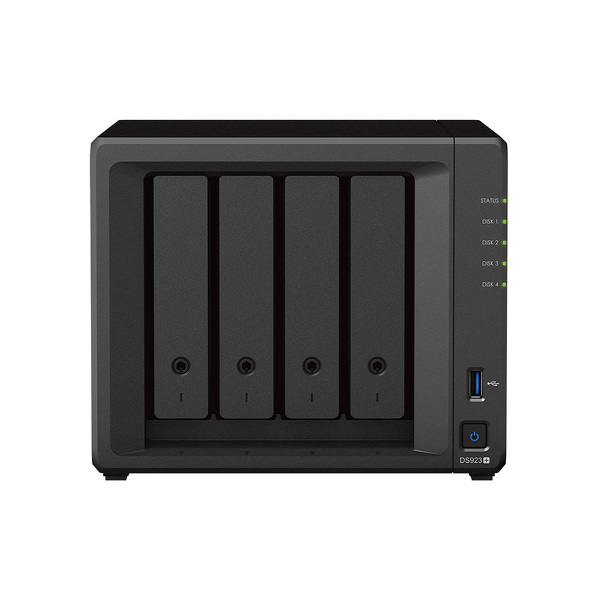 Zdjęcie produktu: Serwer plików Synology DS923+ 4-bay, AMD Ryzen R1600 2-core 2.6 GHz, 4GB DDR4 RAM ECC, 2x M.2 2280 NVMe SSD, 2xGbE LAN, 2xUSB 3.2, 1xeSATA, PCIe 1 x Gen3 x2 network upgrade slot