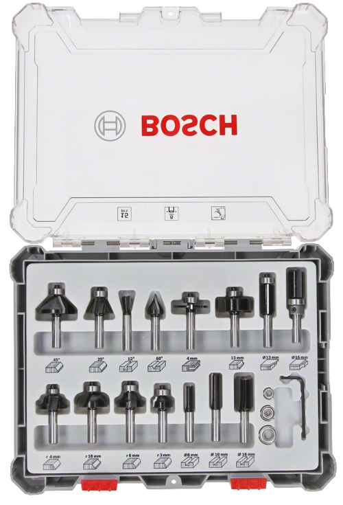 Bosch Professional 15-częściowy zestaw frezów mieszanych