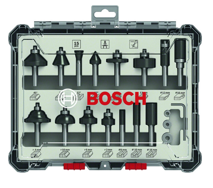 Bosch Professional 15-częściowy zestaw frezów mieszanych