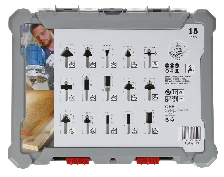 Bosch Professional 15-częściowy zestaw frezów mieszanych