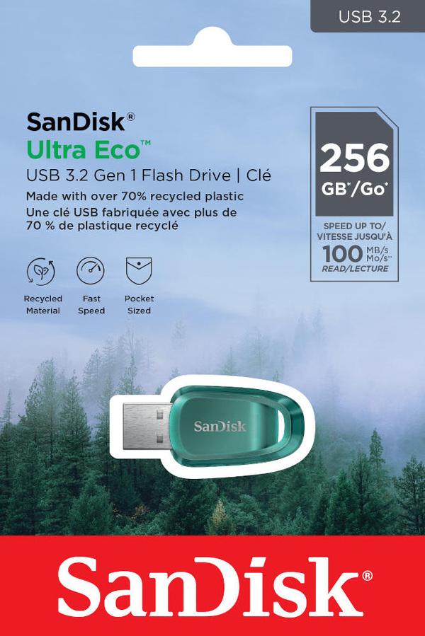 Zdjęcie produktu: Pendrive SanDisk Ultra Eco 256GB Flash Drive 100MB/s USB 3.2 (SDCZ96-256G-G46)