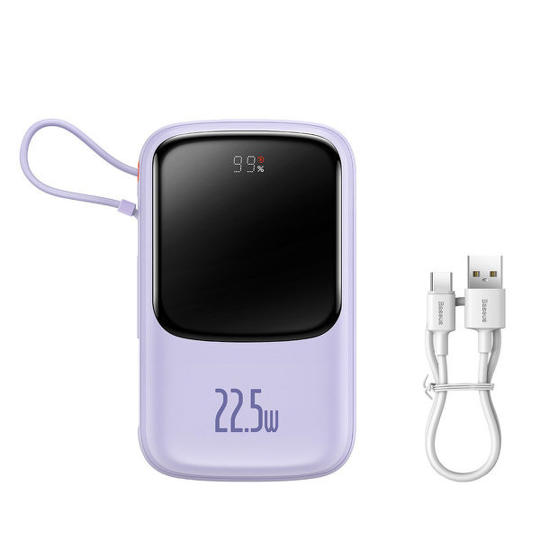 Zdjęcie produktu: Powerbank Baseus Qpow PRO z kablem USB TYP-C, USB TYP-C, USB, 10000mAh, 22,5W - fioletowy (PPQD020105) Zdjęcie produktu: Powerbank Baseus Qpow PRO z kablem USB TYP-C, USB TYP-C, USB, 10000mAh, 22,5W - fioletowy (PPQD020105)