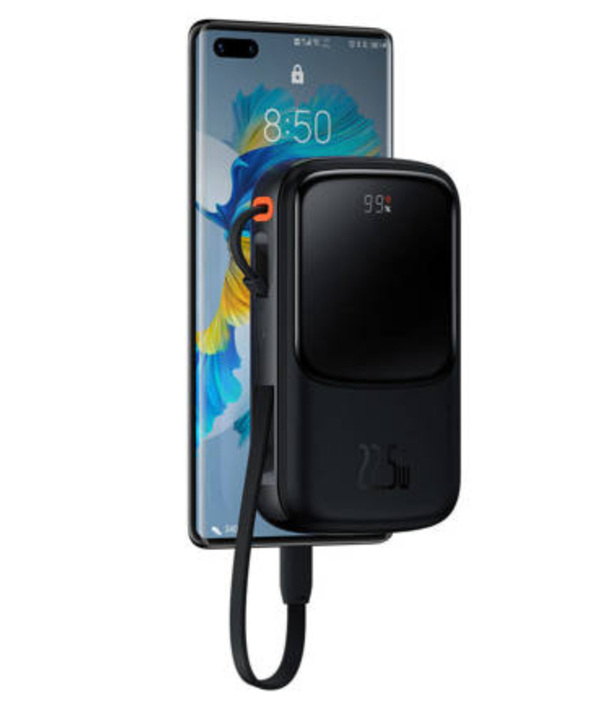 Zdjęcie produktu: Powerbank Baseus Qpow PRO z kablem USB TYP-C, USB TYP-C, USB, 10000mAh, 22,5W - czarny (PPQD020101) Zdjęcie produktu: Powerbank Baseus Qpow PRO z kablem USB TYP-C, USB TYP-C, USB, 10000mAh, 22,5W - czarny (PPQD020101)