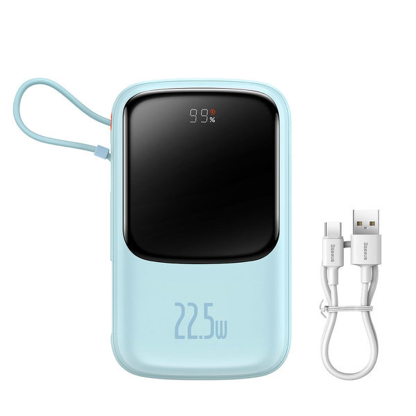 Zdjęcie produktu: Powerbank Baseus Qpow PRO z kablem USB TYP-C, USB TYP-C, USB, 10000mAh, 22,5W - niebieski (PPQD020103) Zdjęcie produktu: Powerbank Baseus Qpow PRO z kablem USB TYP-C, USB TYP-C, USB, 10000mAh, 22,5W - niebieski (PPQD020103)