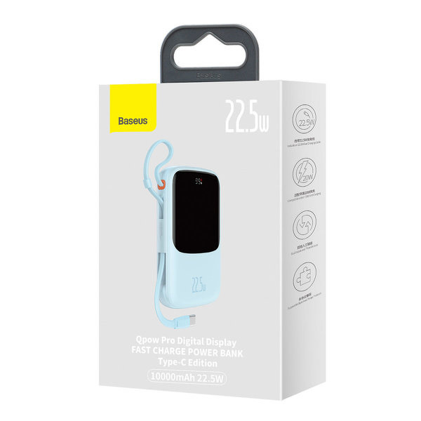Zdjęcie produktu: Powerbank Baseus Qpow PRO z kablem USB TYP-C, USB TYP-C, USB, 10000mAh, 22,5W - niebieski (PPQD020103) Zdjęcie produktu: Powerbank Baseus Qpow PRO z kablem USB TYP-C, USB TYP-C, USB, 10000mAh, 22,5W - niebieski (PPQD020103)