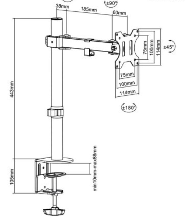 Zdjęcie produktu: Uchwyt biurkowy do monitora LCD Maclean, max VESA 75x75 oraz 100x100, 13-32", do 8kg - MC-752 Zdjęcie produktu: Uchwyt biurkowy do monitora LCD Maclean, max VESA 75x75 oraz 100x100, 13-32", do 8kg - MC-752