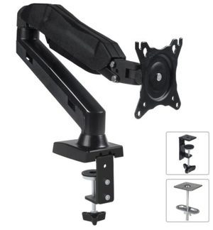 Miniatura produktu: Uchwyt biurkowy do monitora LCD Maclean na jeden monitor, sprężyna gazowa, 13-27", do 8kg, czarny - MC-860