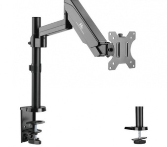 Miniatura produktu: Uchwyt biurkowy do monitora LCD Maclean na jeden monitor, podwójne ramię, sprężyna gazowa, 17-32", do 8kg, czarny - MC-775
