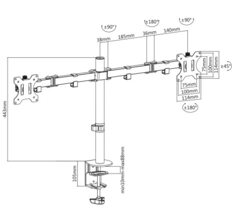 Uchwyt biurkowy na 2 monitory Maclean MC-884