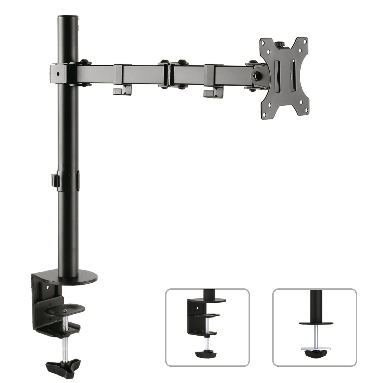 Uchwyt biurkowy do monitora LCD Maclean na jeden monitor, podwójne ramię, VESA 75x75 oraz 100x100, 13-32", do 8kg - MC-753 Uchwyt biurkowy do monitora LCD Maclean na jeden monitor, podwójne ramię, VESA 75x75 oraz 100x100, 13-32", do 8kg - MC-753