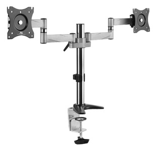 Miniatura produktu: Uchwyt biurkowy do monitora LCD Maclean na dwa monitory, VESA 75x75 oraz 100x100, 13-27", do 2 x 8kg, Aluminium - MC-714