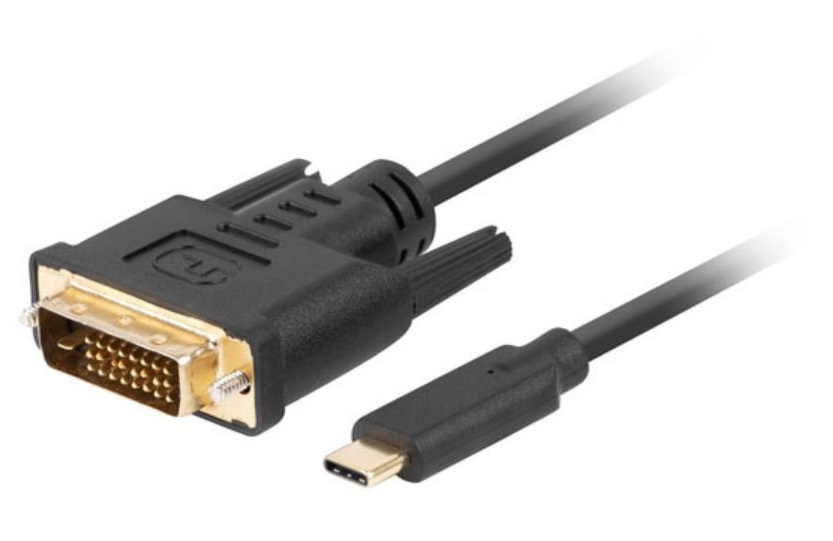 Lanberg Kabel USB TYP-C(M) do DVI-D(M)(21+4)(M) 1m Czarny (CA-CMDV-10CU-0010-BK)