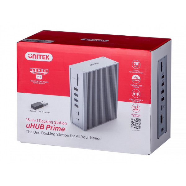 Zdjęcie produktu: Stacja dokująca 15 w 1 Unitek , USB TYP-C z zasilaczem (D1086A)