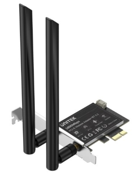 Karta sieciowa Unitek WiFi 6 2,4GHz i 5,8GHz na PCI-E, Bluetooth 5.2 (T034A)