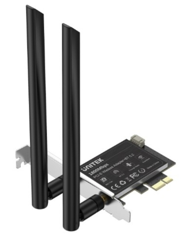 Zdjęcie produktu: Karta sieciowa Unitek WiFi 6 2,4GHz i 5,8GHz na PCI-E, Bluetooth 5.2 (T034A)