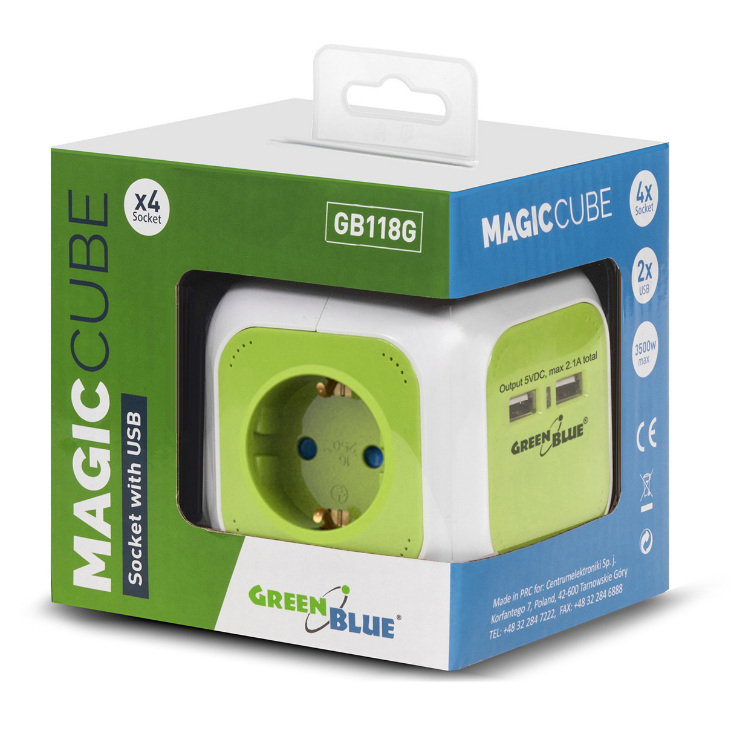 GreenBlue GB118 MagicCube poczwórne 2xUSB
