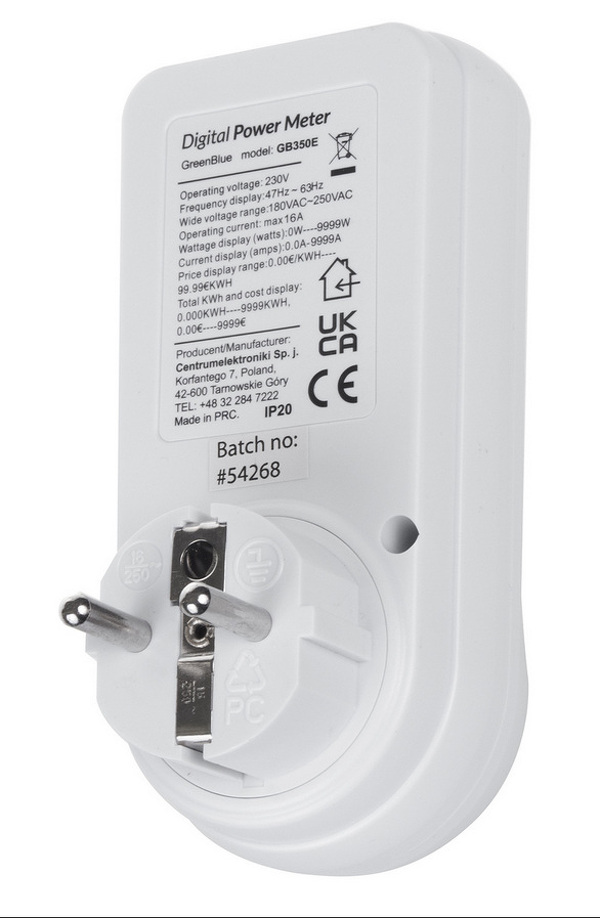 Zdjęcie produktu: Miernik energii GreenBlue, watomierz GB350 E