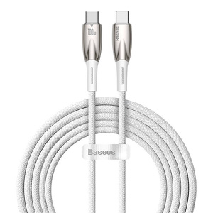 Miniatura produktu: Kabel przewód USB Typ-C do Typ-C 200cm Baseus Glimmer, 100W, 20V, 5A, PD z obsługą szybkiego ładowania - biały (CADH000802)
