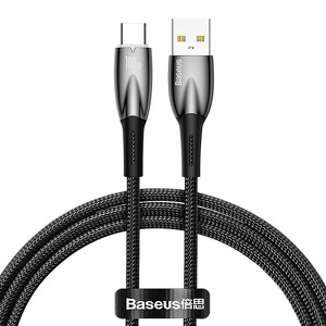 Miniatura produktu: Kabel przewód USB Typ-C 100cm Baseus Glimmer, 100W z obsługą szybkiego ładowania - czarny (CADH000401)