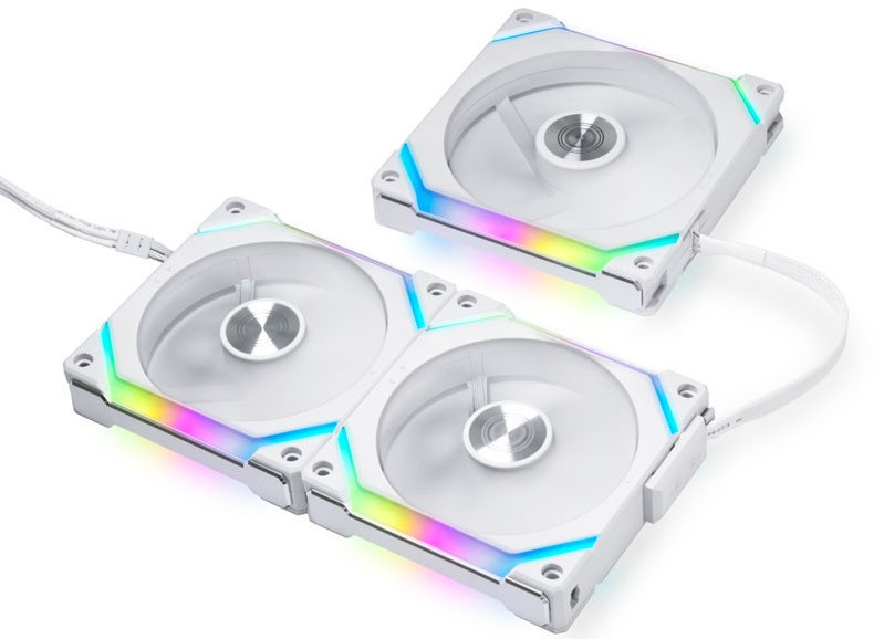 Wentylator Lian Li UNI FAN SL120 v2 ARGB PWM 120mm biały (3 sztuki i kontroler) Wentylator Lian Li UNI FAN SL120 v2 ARGB PWM 120mm biały (3 sztuki i kontroler)