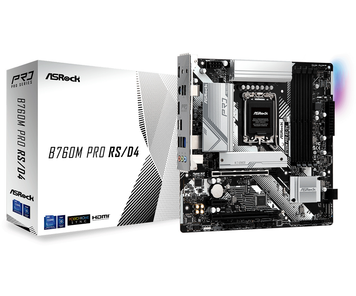 Płyta główna ASRock B760M PRO RS/D4 DDR4 LGA1700 Płyta główna ASRock B760M PRO RS/D4 DDR4 LGA1700