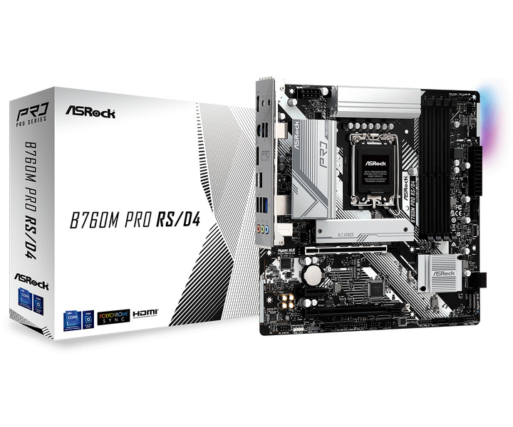 Zdjęcie produktu: Płyta główna ASRock B760M PRO RS/D4 DDR4 LGA1700 Zdjęcie produktu: Płyta główna ASRock B760M PRO RS/D4 DDR4 LGA1700