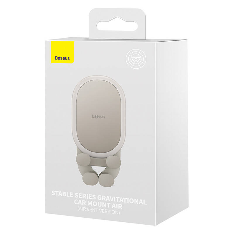 Samochodowy uchwyt grawitacyjny do telefonu Baseus Stable do kratki wentylacyjnej - kremowy (SUWX020002) Samochodowy uchwyt grawitacyjny do telefonu Baseus Stable do kratki wentylacyjnej - kremowy (SUWX020002)