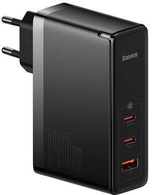 Miniatura produktu: Ładowarka sieciowa Baseus GaN5 Pro 2xUSB TYP-C + USB, 140W EU - czarna (CCGP100201)